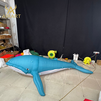 Ballon gonflable baleine bleue réaliste pour librairie, fête en bord de mer, scène sur le thème de l'océan, modèle de poisson gonflable personnalisé