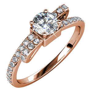 Alliances <span class=keywords><strong>de</strong></span> fiançailles rondes et brillantes en or blanc 18 carats vintage pour femmes, uniques avec cristaux <span class=keywords><strong>Swarovski</strong></span> pour cadeau - Product Image 1