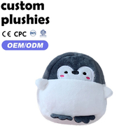 Prix d'usine – Porte-monnaie en peluche pingouin gris et blanc personnalisé, mignon, avec broderie de haute qualité, motif animal marin, pour enfants