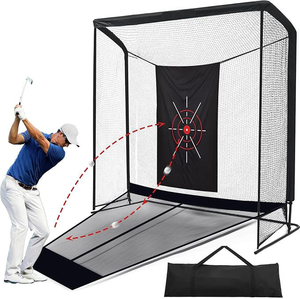 Filet de golf portable 8x8 pieds, cage d'entraînement avec cadre en acier robuste et 2 barrières latérales pour l'entraînement au swing dans la cour - Product Image 1