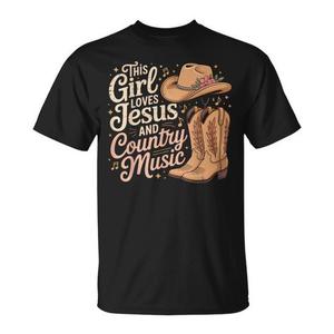 Camiseta con la frase "Esta chica ama a Jesús y a la música country" - Product Image 1