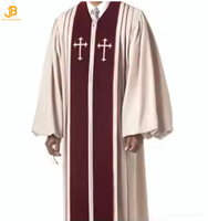 Bata de púlpito para hombre Bishop Black Wonder Crepe Batas de clero para hombres Batas de ordenación de clero de Iglesia