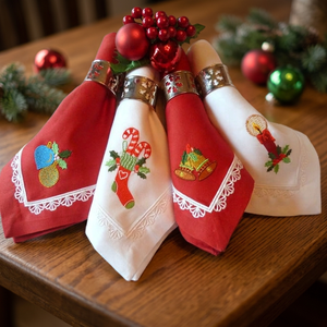 Serviettes de table en coton 100% faites à la main pour Noël - Décoratives, durables, lavables, style américain, de bonne qualité, pour la maison et les restaurants, marque DJENA - Product Image 2