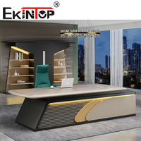Ekintop Mobilier modulaire personnalisé de luxe pour la maison et le bureau Lumière LED Bureau d'ordinateur Bureau de travail avec lampe