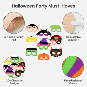 Masques en feutre écologiques, durables et amusants pour enfants, avec logo personnalisé, pour les fêtes d'Halloween - Product Image 5