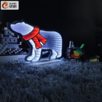 Haute qualité 15 pouces 5V LED néon miroir lumières multicouche ours polaire acrylique pour intérieur atmosphère de noël décor batterie boîte