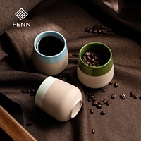 Tasse à thé en céramique FENN avec logo personnalisé, 220 ml, tasse à café, mug, tasse à expresso en argile, vaisselle en poterie, tasse en argile sans poignée pour cadeau