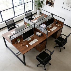 Cabines de bureau modulaires efficaces, cloisons de confidentialité commerciales, bureaux informatiques pour 6/4 employés avec écrans, meubles de séparation - Product Image 2