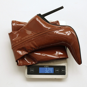 Large Size 46 Women Skintight Zipper Long Boots High Slim Heels Over the Knee Booties Pointed Toe Wide Fit Dress Patent <b>Shoes</b> - Product Image 6