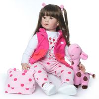 Poupée Reborn Fille de 55 cm avec Cheveux Longs, Adorable Jouet Bébé Nouveau-né pour Enfants, Cadeaux et Accessoires de Jeu d'Imitation