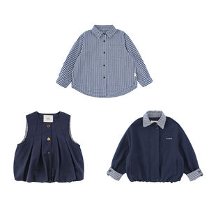 Ensemble 3 pièces pour enfants YOEHYAUL C3681, garçon et fille, printemps, chemise à manches longues, veste, tenue, ensemble de vêtements à carreaux pour enfant - Product Image 2