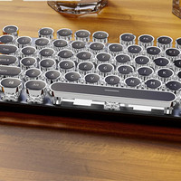Set Keyboard Mekanik Berkabel/Nirkabel Gaya Retro Punk E104 Keyboard Mini Portabel untuk Gaming dengan Lampu Putih/Pelangi