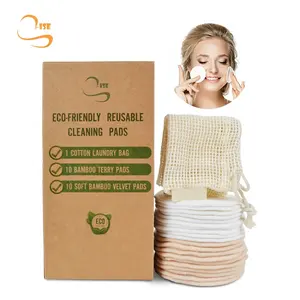 零废物无化学8厘米圆形软竹洁面垫可重复使用定制包装化妆垫