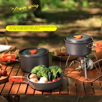 Ensemble de cuisine d'extérieur en oxyde d'aluminium 2-3 pièces, portable, multifonctionnel, pour camping et pique-nique, avec pot, bol et réchaud à gaz DS-300