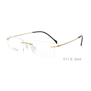 純正チタン光学フレームメガネリムレス長方形クラシックゴールドカラーNo MOQ無リムレスチタン - Product Image 2
