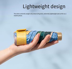Parasol de poche pliable 6 sections, super qualité, léger et portable, avec housse, pour femme - Prix usine - Product Image 3