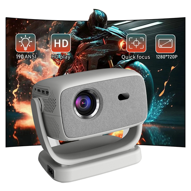 Mini Android 9 1GB RAM 8GB ROM Projector 4K 5G WiFi 1080P 5000+ Lumens HD LCD Home Theater with Gimbal Stand Portable Projector