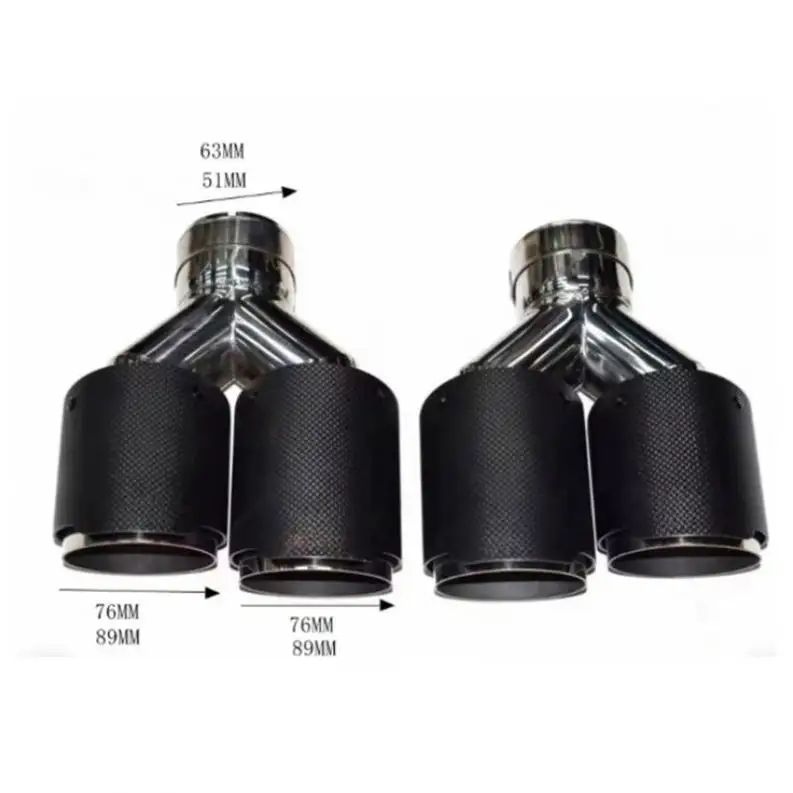 Car Carbon Fiber Matte Muffler Tip Y Shape Double Exit Exhaust Pipe Mufflers Nozzle Decoration Universal Stainless For AK 2pcs