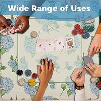 Alas Mahjong Anti Selip Bermotif Bunga untuk Meja, Taplak Meja Katun Tebal untuk Permainan Kartu Poker, Domino, dan Permainan Ubin, Desain Hydrangea Biru