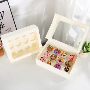 Groothandel Bedrukt Logo Hoge Kwaliteit 4 6 12 Gat Cake Box Verpakking Food Grade Cake Dozen Muffin Cupcake Dozen