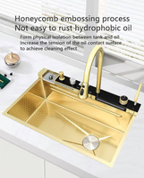 Évier de Cuisine Grande Taille Multifonction en Acier Inoxydable 304 Anti-Rayures avec Affichage Numérique Intelligent Type Piano et Robinet Cascade