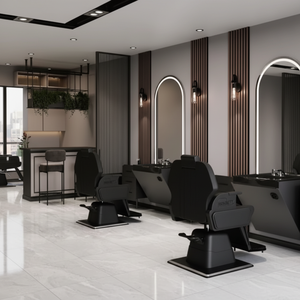Estación de Espejo Triple Individual de Diseño Moderno, Mueble de Madera con Color Opcional, Plegable para Salón de Belleza, Gimnasio, Centro Comercial, Hotel, Taller - Product Image 3