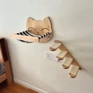 Cat climbing wall type wall hanging solid wood cat stairs do not occupy the wall cat nest hammock