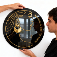 Plaque murale personnalisée en lettres acryliques dorées 3D, panneau miroir noir poli pour décoration de mariage et publicité
