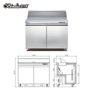 2-Cửa Thép Không Gỉ Khách Sạn Sử Dụng Bảng Top Làm Mát Không Khí Tủ Lạnh Mát Khí Hậu Mát Mẻ Thanh Salad Bánh Pizza Prep Bánh Sandwich Bảng - Product Image 2