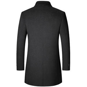 2024 automne/hiver couleur unie épaissi manteau étendu coupe-vent et résistant au froid hommes <span class=keywords><strong>anglais</strong></span> rétro laine manteau vêtements pour hommes - Product Image 3