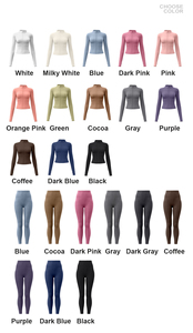 OEM Service Reversible Solid Plus Size Waterproof Breathable Yoga Activewear Set Thumbhole Jacket &amp; Squat-Proof <strong>Leggings</strong> - Product Image 6