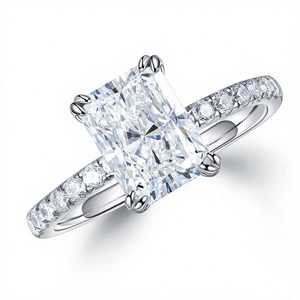 MOOSEA Anillos de Compromiso y Aniversario Clásicos con Moissanita Creada en Laboratorio de Corte Radiante de 2ct, Engaste de Garras, Chapado en Oro Blanco de 14K para Mujer - Product Image 2