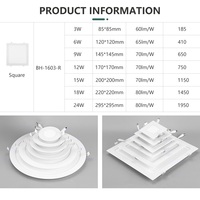 Éclairage commercial intérieur, panneau encastré rond carré pour plafond, lampe à LED SMD mince 3w 6w 9w 12w 15w 18w 24w