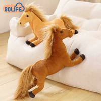 Vente chaude Véritable Simulation En Peluche Debout Cheval Décoration Jouet Mignon Mini Animal En Peluche Jouet Cheval Brun En Peluche Cheval
