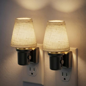 Veilleuse vintage en tissu, intensité réglable de 0 à 100 %, cylindrique, décorative, à brancher sur prise murale, pour chambre à coucher, salon, couloir - Product Image 1