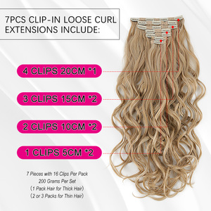 Julianna 24 pouces résistant à la chaleur lâche vague bouclés lisse Yaki droite synthétique Invisible sans couture Clip dans les extensions de cheveux - Product Image 4
