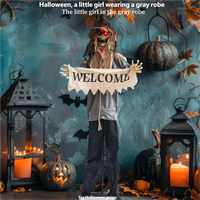 Épouvantail Électrique Autonome d'Halloween avec Son et Yeux Lumineux pour Jardin ou Maison Hantée