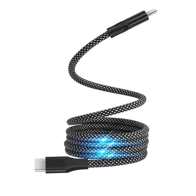 EVOLVE Versatile Magnetic Snap Charging Cable 100W PD Fast Charging Type-C to Type-C Braided Data Cord 1M for S24 Ultra