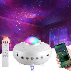 Lámpara Proyector de Cielo Estrellado con 12 <span class=keywords><strong>Constelaciones</strong></span> y Planetas, Luz Nocturna Ambiental LED, Proyector Láser de Galaxia, Altavoz - Product Image 1