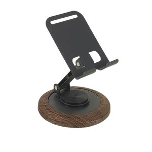Support de téléphone rotatif en métal à motif bois, support de tablette de bureau avec base rotative pour utilisation sur bureau, modèle P1 P2 CB-12086 - Product Image 1