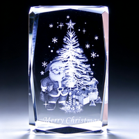 Bloc de cristal K9 gravé au laser 3D ZP, cube de cristal gravé pour Noël, souvenir de Noël, décoration de bureau, cadeau de Noël