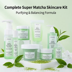 Ensemble de soins de la peau au matcha naturel <span class=keywords><strong>pour</strong></span> le <span class=keywords><strong>visage</strong></span> et le corps, kit de soins de la peau au thé vert purifiant avec masque d'argile, sérum, nettoyant, <span class=keywords><strong>lotion</strong></span>, 8 pièces, vente en gros - Product Image 2