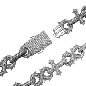 Chaîne de collier haut de gamme pour homme, chaîne cubaine à maillons croisés en forme de chardon à 8 caractères, symbole de l'infini, style hip-hop - Product Image 3