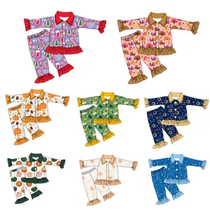 Langarm Bluse und Hose Set Großhandel gemütliche Festival Kleidung Set modische Outfits für Baby Mädchen kleine Kinder Kinder