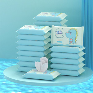 Nhà Máy Trực Tiếp Giá 10Pcs Nhỏ Đóng Gói Xách Tay Bé Tay Miệng Làm Sạch Khăn Lau Bán Buôn Flushable Bé Khăn Lau - Product Image 4