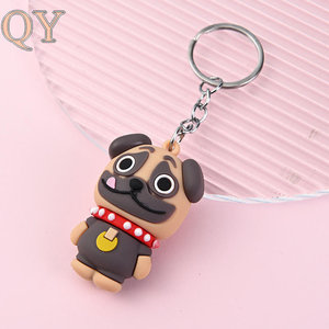 QY Custom Logo PVC Dog Shape Keychain Soft Rubber <b>Key</b> <b>Ring</b> Promotional Business Gift <b>Bag</b> Charm OEM Wholesale Keychain - Product Image 2