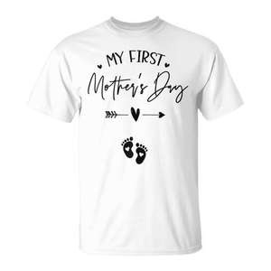 Camiseta para el primer día de la madre, para nuevas mamás, regalo para anuncio de embarazo, color blanco, talla mediana - Product Image 1