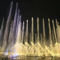 kustom komersial besar musik air mancur menari Linear semprotan tinggi LED emas DMX512 fitur mengambang danau pintar