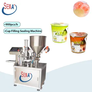 Rotary type automatic small plastic cup water filling and sealing machine for liquid beverage juice hot milk oil yogurt