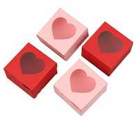 Boîte cadeau personnalisée en carton à thème cœur avec fenêtre, emballage portable pour mariage